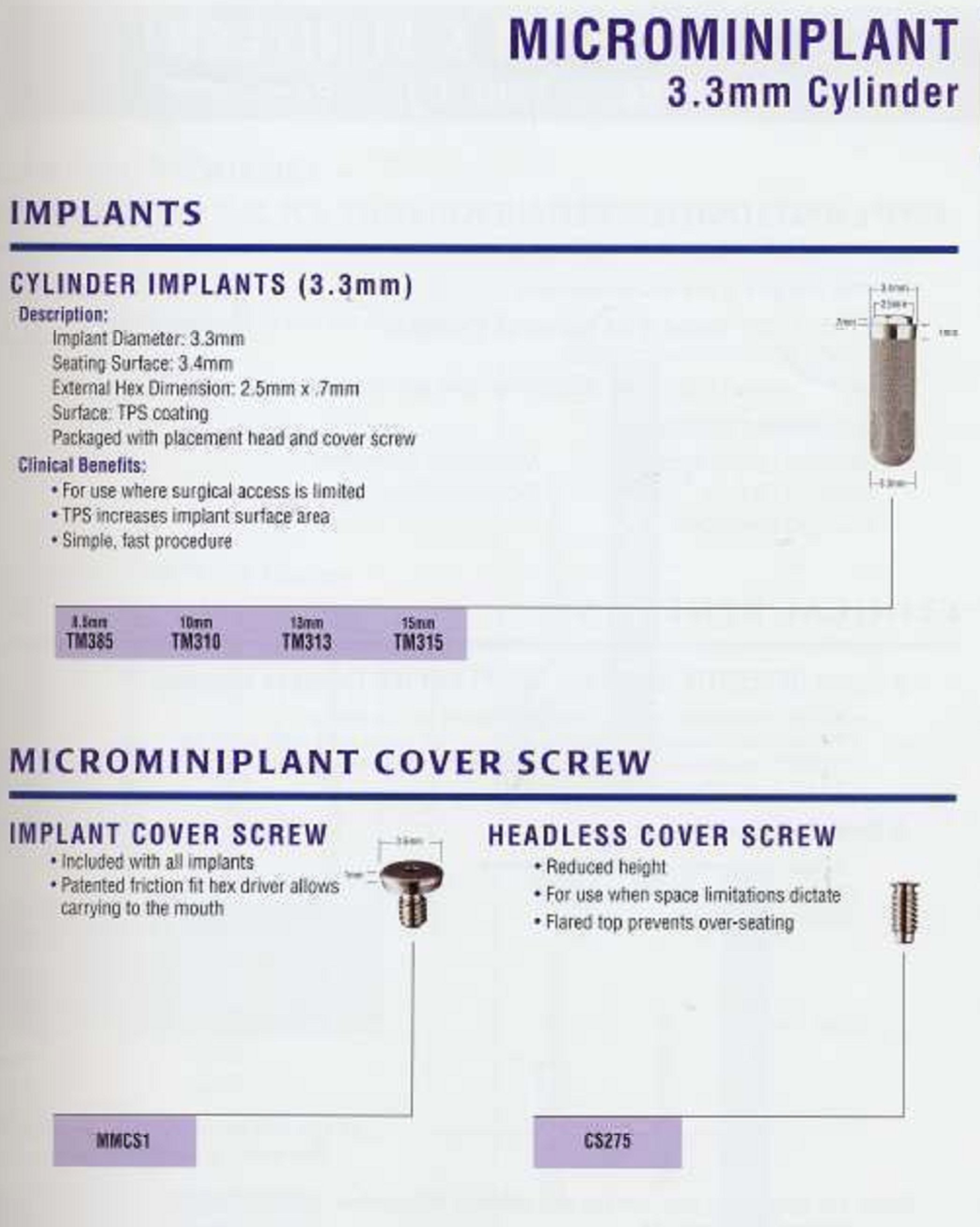 Biomet 3i Cylinder (3.3) Dental Implant SpotImplant