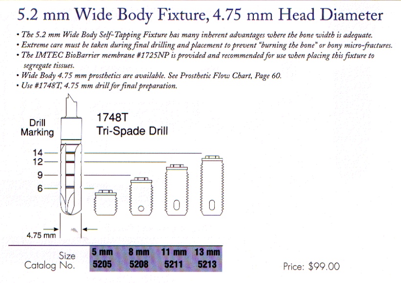 IMTEC Wide Body Fixture (5.2/4.75) Dental Implant SpotImplant