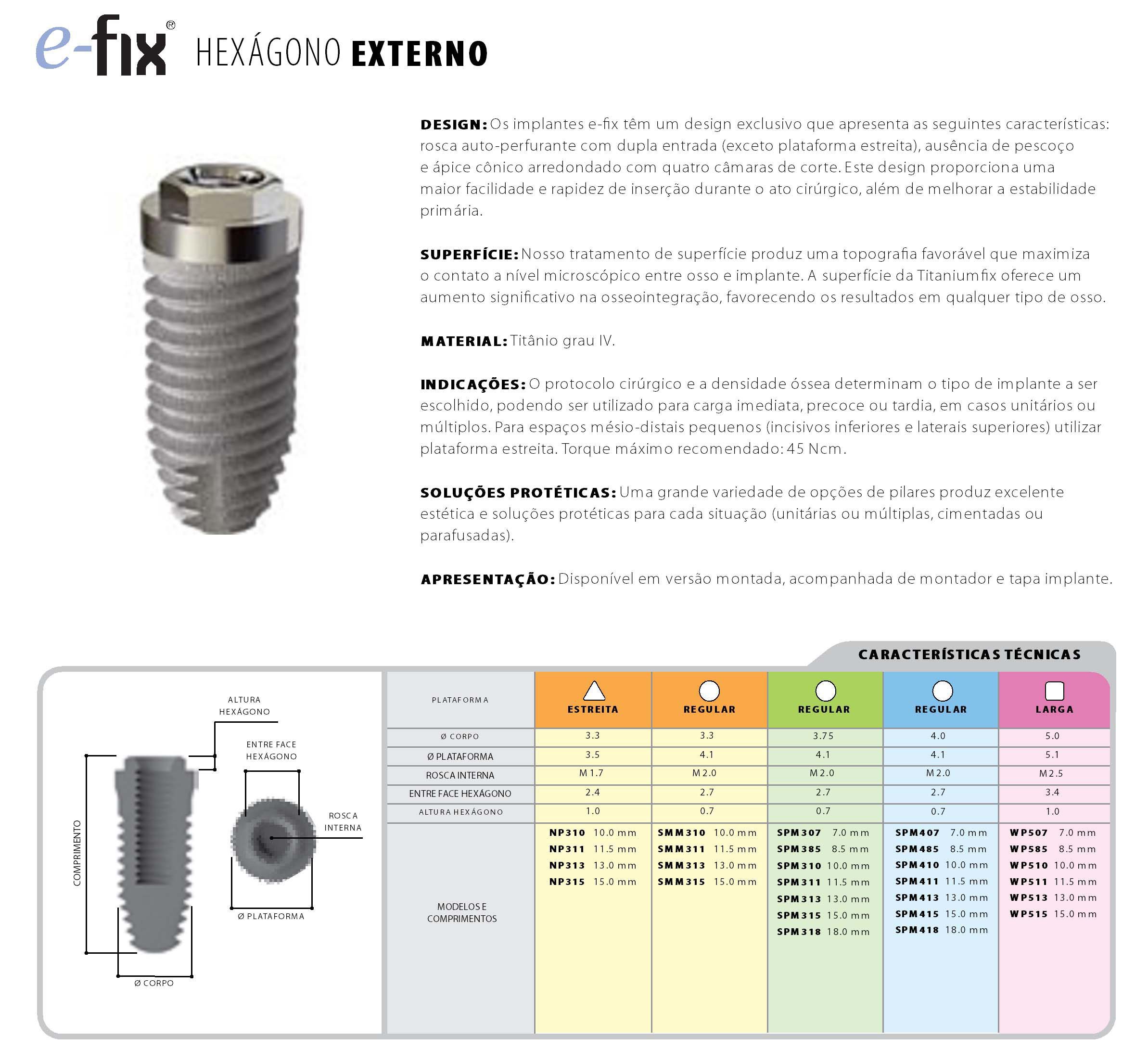 Titanium Fix E-fix External Hexagon Implant Dentaire | SpotImplant